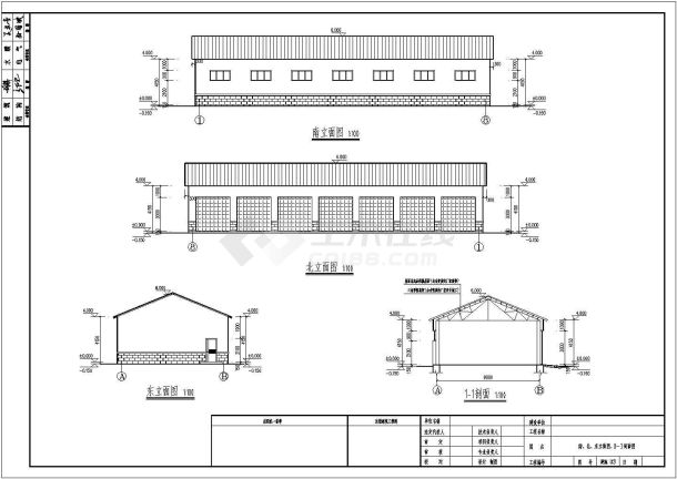 200平方米单层钢结构汽车车库全套建筑结构cad施工图（说明齐全）-图一