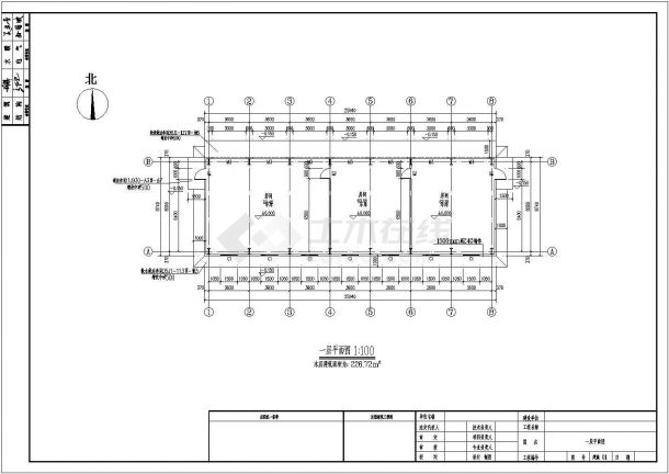 200平方米单层钢结构汽车车库全套建筑结构cad施工图（说明齐全）-图二