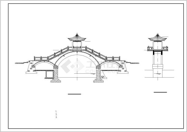 某景观工程的小型人行拱桥结构设计图纸-图二