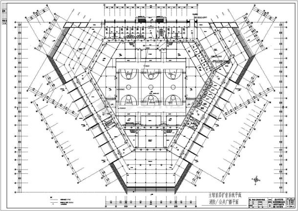 某城市文体馆弱电平面设计施工图纸-图一