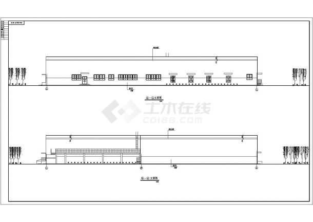 二级防火单层钢结构厂房建筑CAD设计施工图-图一