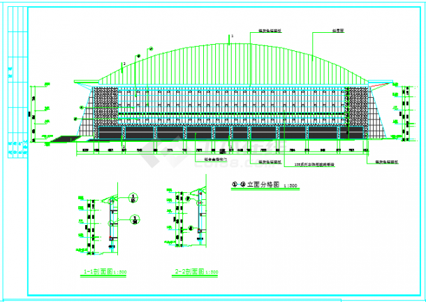 某体育馆建筑外装饰工程设计CAD图纸（含详细说明）-图一