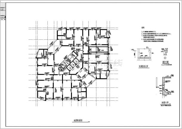 江苏26层剪力墙综合楼结构施工图（3部电梯居中）-图一