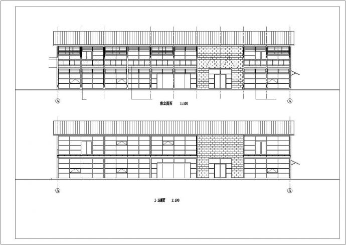 某宏伟售楼处办公楼建筑CAD设计施工图（标注详细）_图1