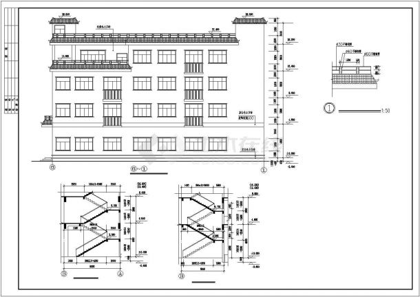 多层小学科教楼建筑设计施工图-图二