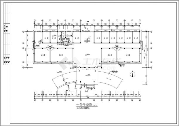 三层全框架结构办公楼建筑施工图-图二