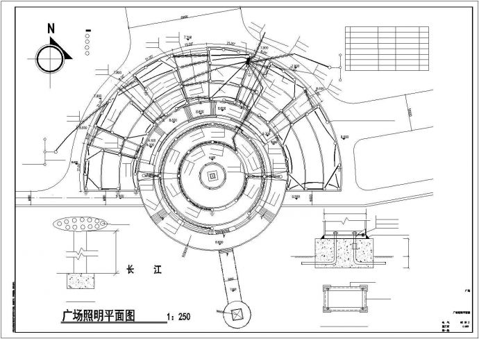 圆形休闲广场电气照明方案设计cad图纸_图1
