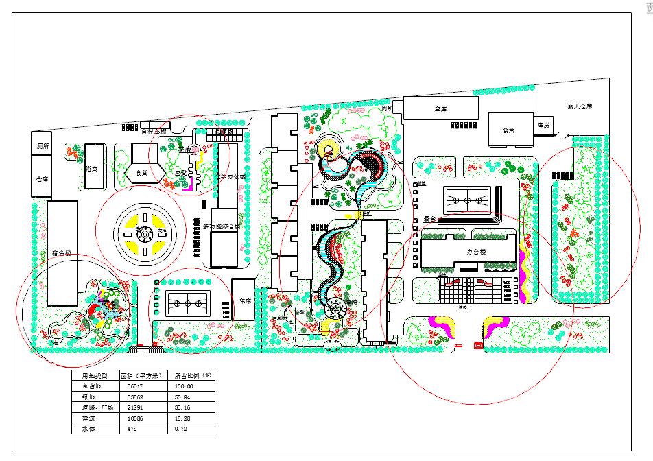 某校园景观规划绿化设计cad平面图下载