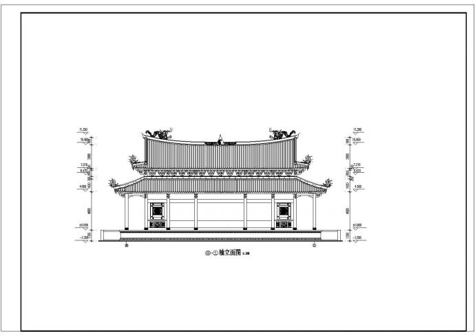 非常实用的仿古道观建筑大殿建筑设计施工图（共9张）_图1