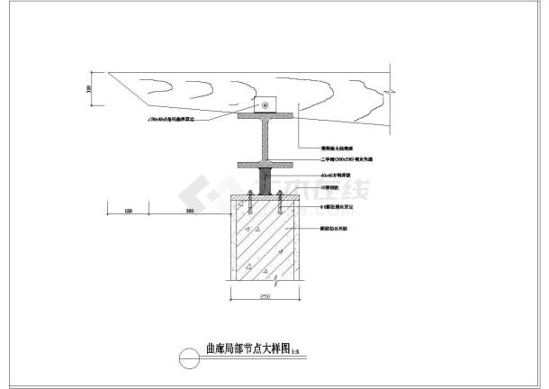 受欢迎的玻璃曲廊大样CAD详图（共5张）-图二