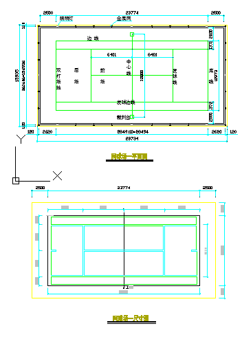 非常实用的国际标准网球场构造设计CAD施工图纸图块-图一