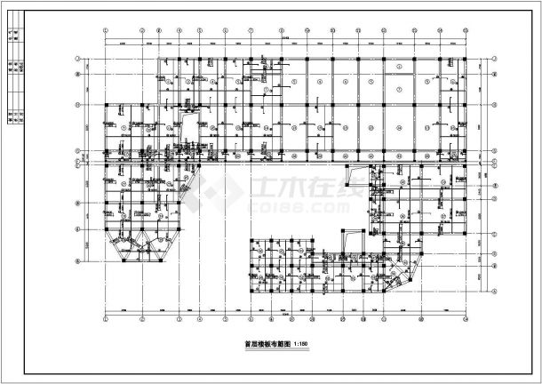 江苏4800平米四层幼儿园结构cad设计图(不规则图形)-图一