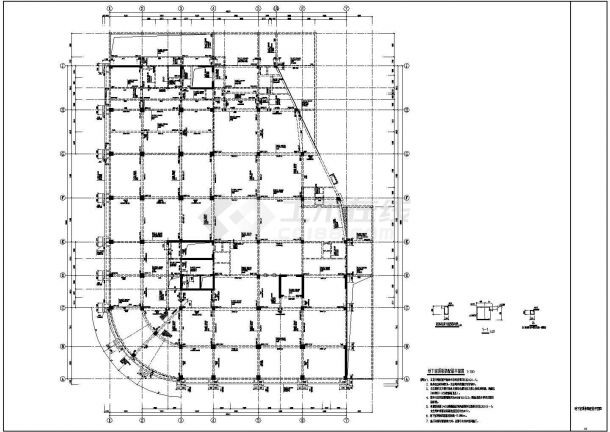 小高层医院办公楼L型框剪结构cad设计图纸-图二