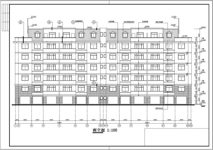 普通大学六层单身教师公寓建筑设计图纸_图1