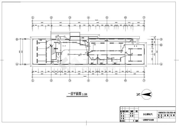 北京企业600平米两层办公楼电气cad施工设计图纸-图二