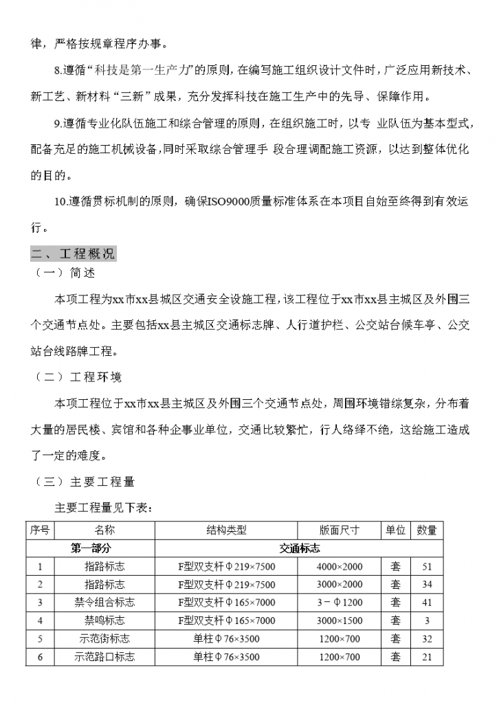 重庆市某交通标志牌、公交站亭站牌、人行道护栏投标施工组织设计-图二