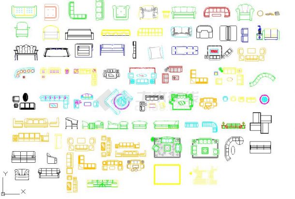 2016最新各类时尚沙发cad图块下载-图一