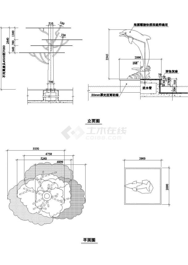 景观小品施工图_最新整理几十款景观雕塑全套cad施工图-图二