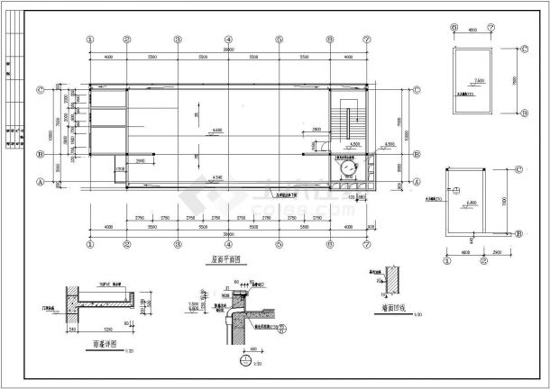 常见工厂单层办公楼建筑cad设计施工图纸-图二