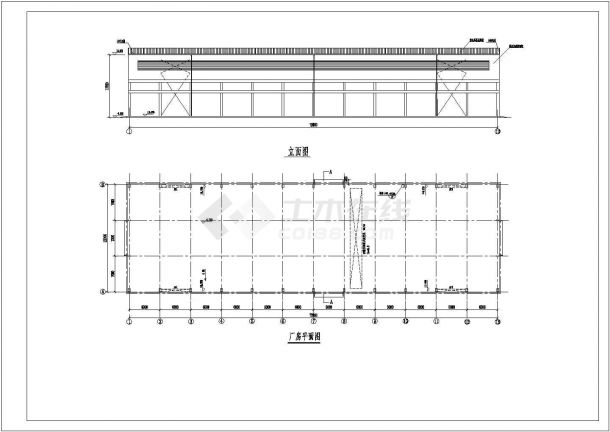广东某21米跨单层带吊车轻型厂房结构方案图-图一