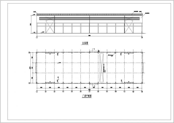 广东某21米跨单层带吊车轻型厂房结构方案图_图1