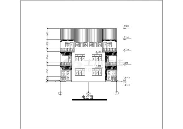 农村坡面瓦屋顶三层小洋楼建筑设计施工cad图纸-图一