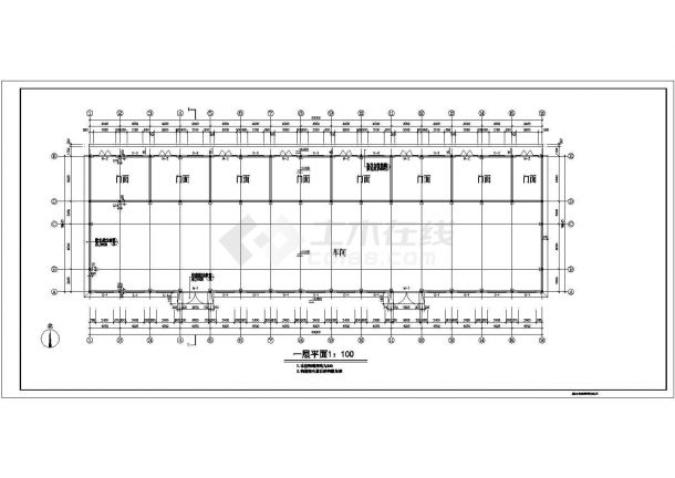 江苏扬州单层5.2米厂房车间设计施工cad图纸（瓦屋顶）-图二