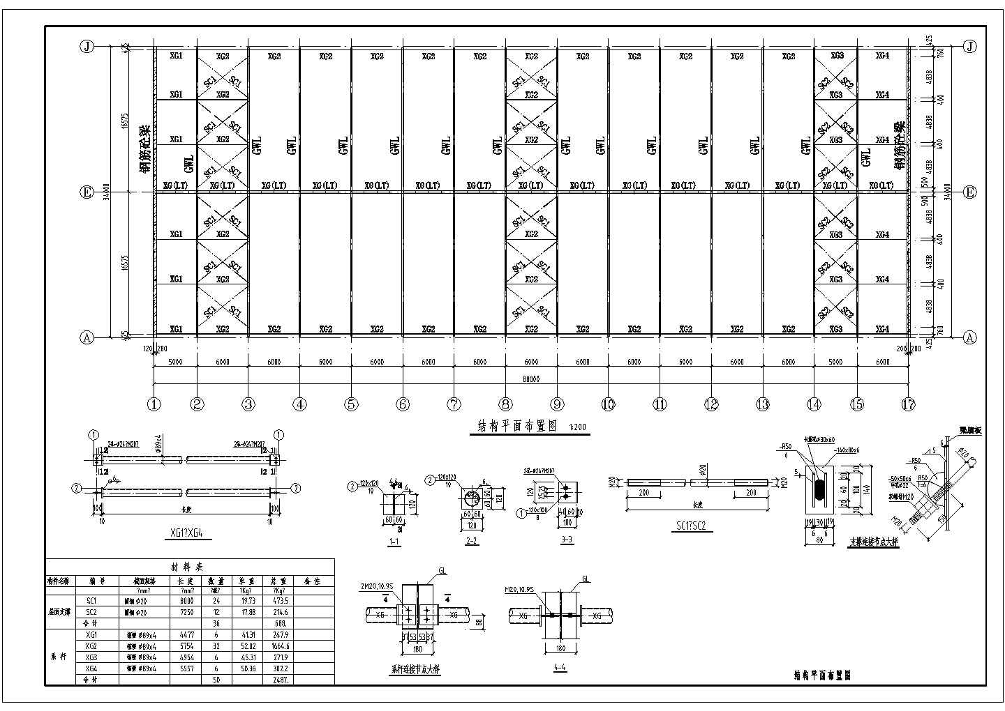 某2x17米跨轻钢屋盖结构设计施工图