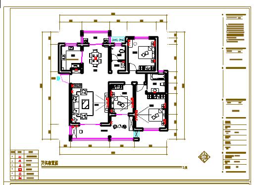 某三室两厅豪宅室内装饰设计cad施工图（含平面图、立面图等）