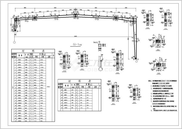 四川某24米单跨轻型门式钢架厂房建筑结构施工图