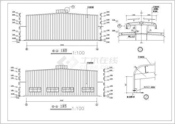 四川某24米单跨轻型门式钢架厂房建筑结构施工图-图二