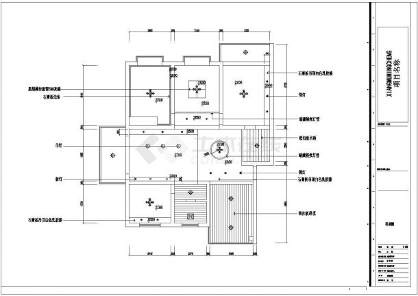 比较少见的三室三厅家装设计cad施工图纸-图二