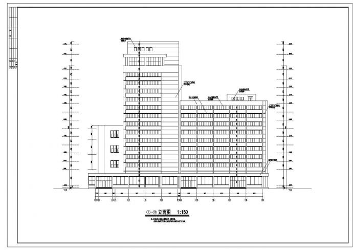 青岛火车站9层知名宾馆旧楼改造cad平面图纸_图1