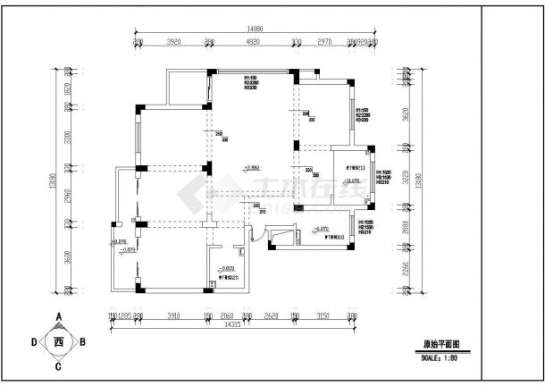豪华四室户型大阳台装修施工cad设计平面图纸-图二