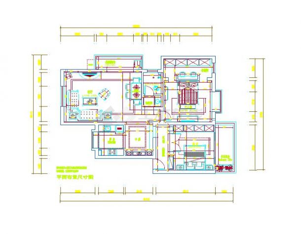 某地中海风格两室一厅住宅装修设计cad施工图（含实景图）-图二