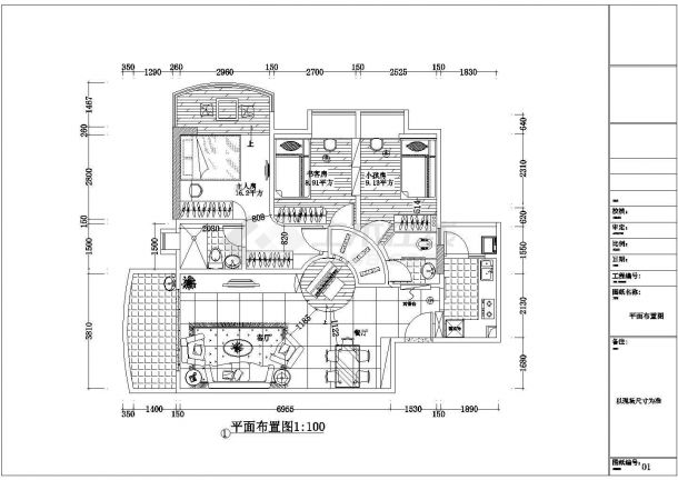 广东文艺范大三房家装室内设计cad施工图纸-图一