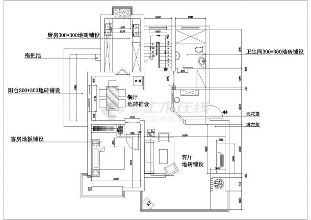 雅致二层中式住宅室内装修设计cad平面方案图纸-图一