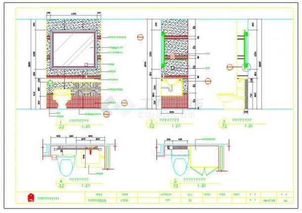 住宅装修设计卫生间大样图cad图纸（非常全面）-图二