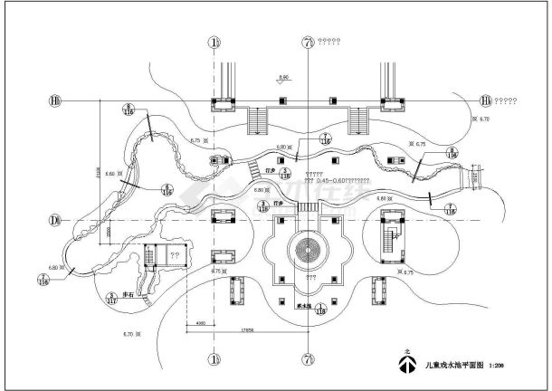 漂亮的小区儿童戏水池景观规划cad施工图纸-图一