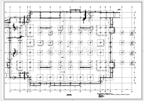 全套体育馆三层结构施工带消防水池CAD方案图纸-图二