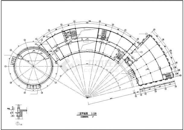 某文管所6层办公楼建筑设计施工图（CAD）-图二
