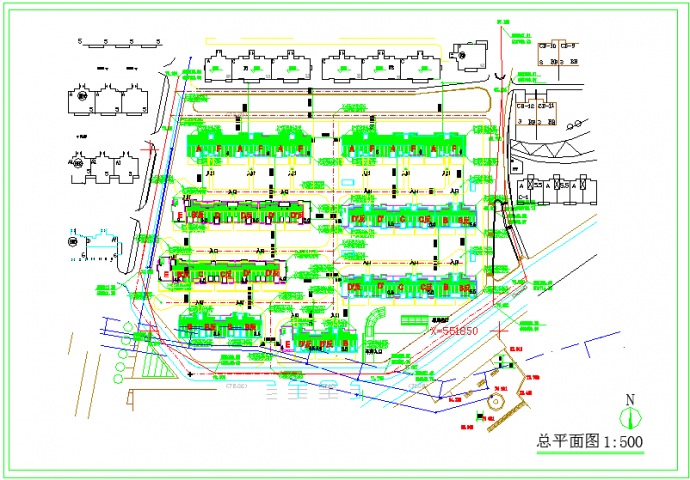 非常详细的住宅小区CAD规划图纸（附带参数）_图1