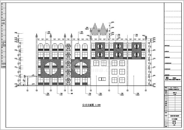最新的欧洲风格城堡式五层幼儿园设计建筑cad施工图（平立面齐全）-图一