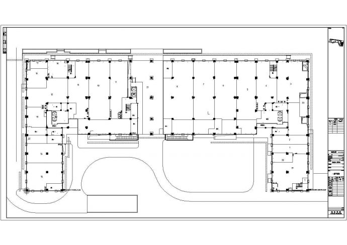 凹型商业综合楼cad平面施工布置图纸_图1