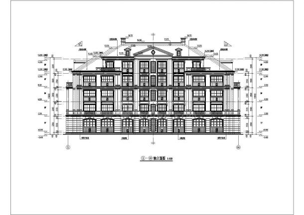 青岛五层法式花园洋房建筑施工cad设计方案图-图二