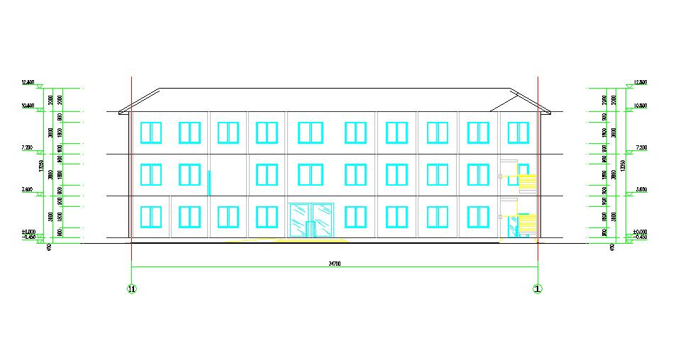 乡镇社区卫生院三层建筑施工cad平面设计图
