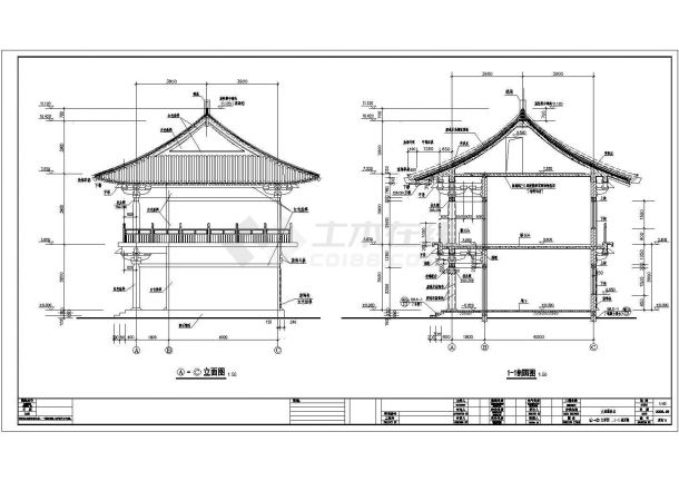  A complete set of cad construction drawings for architectural design of an antique building temple - Figure 2