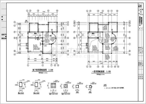 某地多层经典小型别墅结构设计施工图-图一