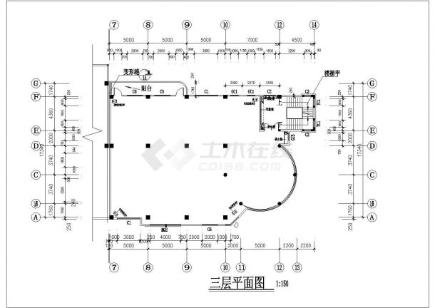 广东大公司六层办公室装修施工cad平立面方案-图二