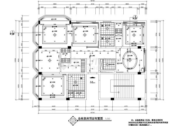 五星级豪华酒店总统套房装修施工cad平面方案图（立面图详细）-图二